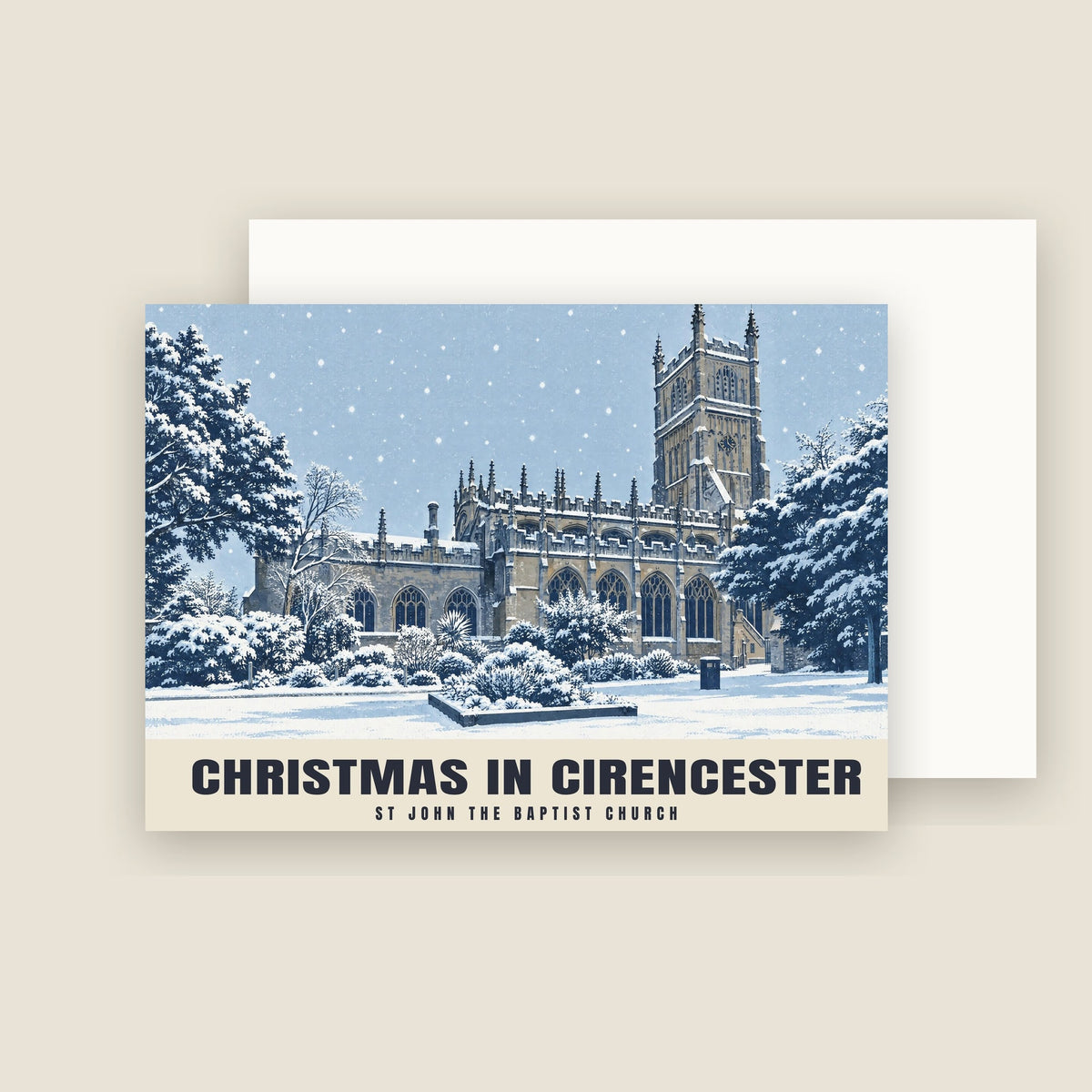St John the Baptist Church, Cirencester Christmas card with its envelope
