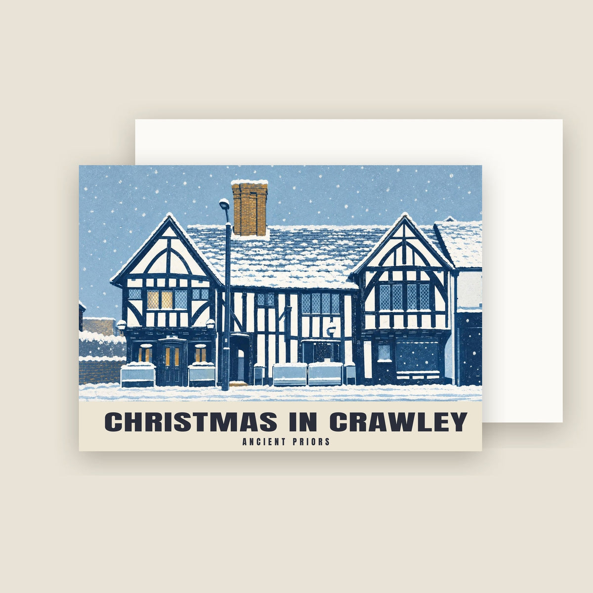 Ancient Priors, Crawley Christmas card with its envelope