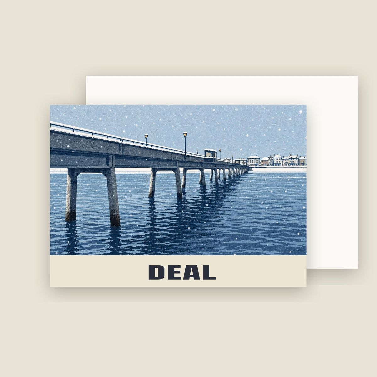 Deal Pier Christmas card with its envelope