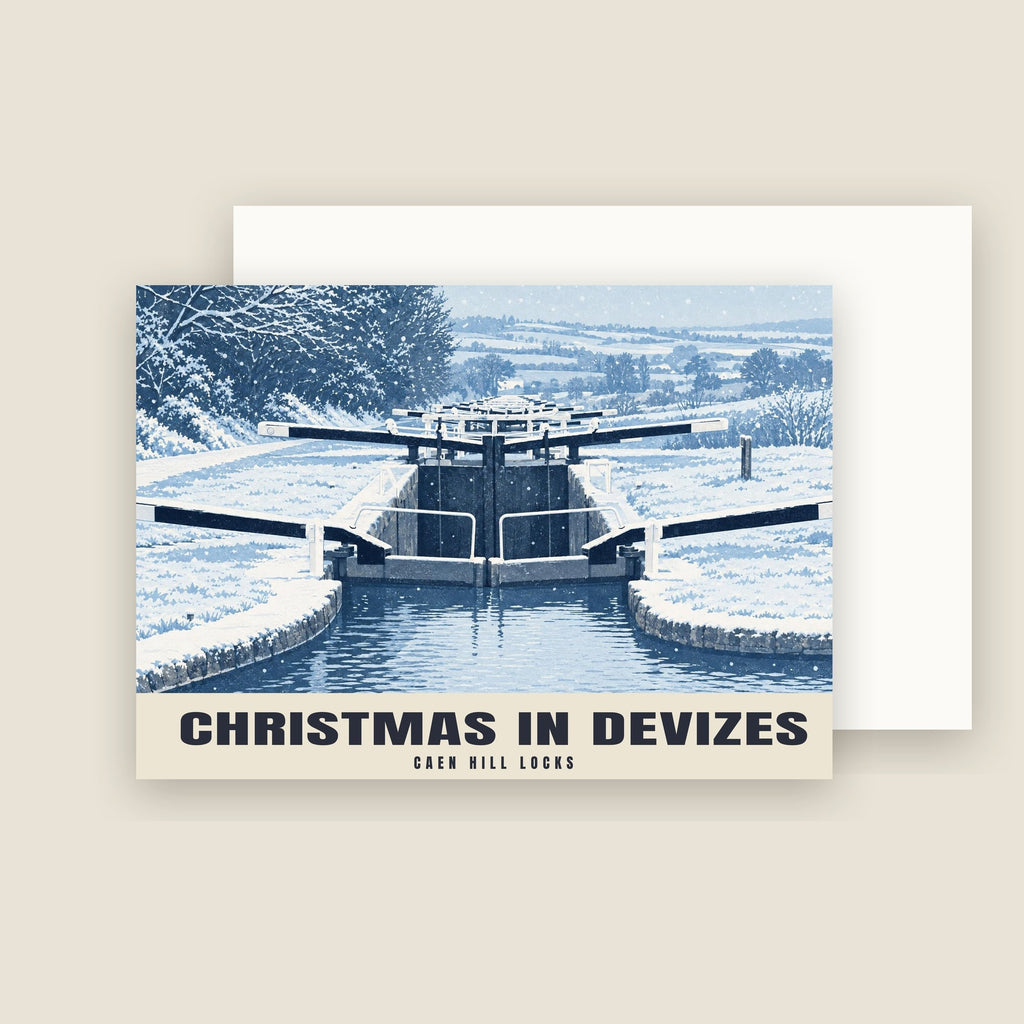 Caen Hill Locks, Devizes Christmas card with its envelope