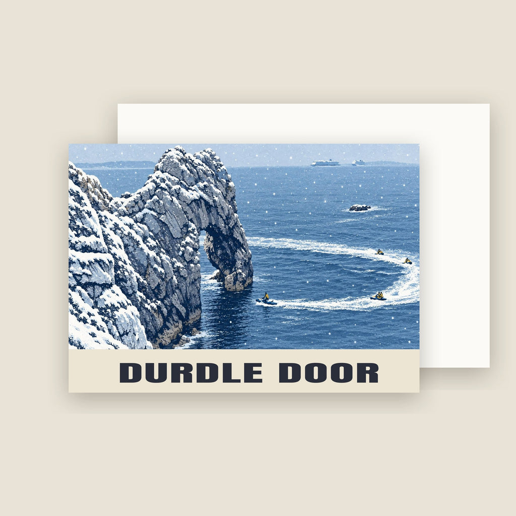 Durdle Door Christmas card with its envelope