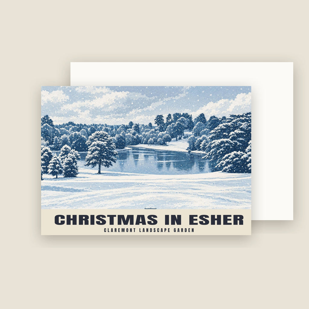 Claremont Landscape Garden, Esher Christmas card with its envelope