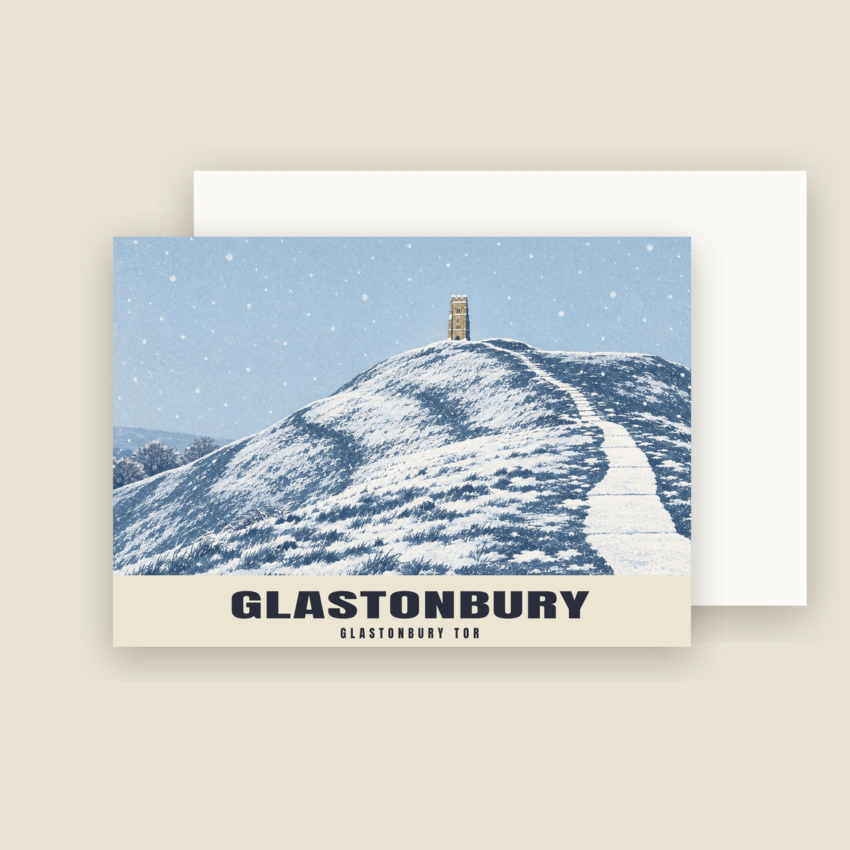 Glastonbury Tor Christmas card with its envelope