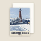 Gorleston Lighthouse, Gorleston-on-Sea Christmas card with its envelope