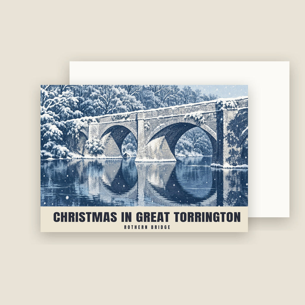 Rothern Bridge, Great Torrington Christmas card with its envelope