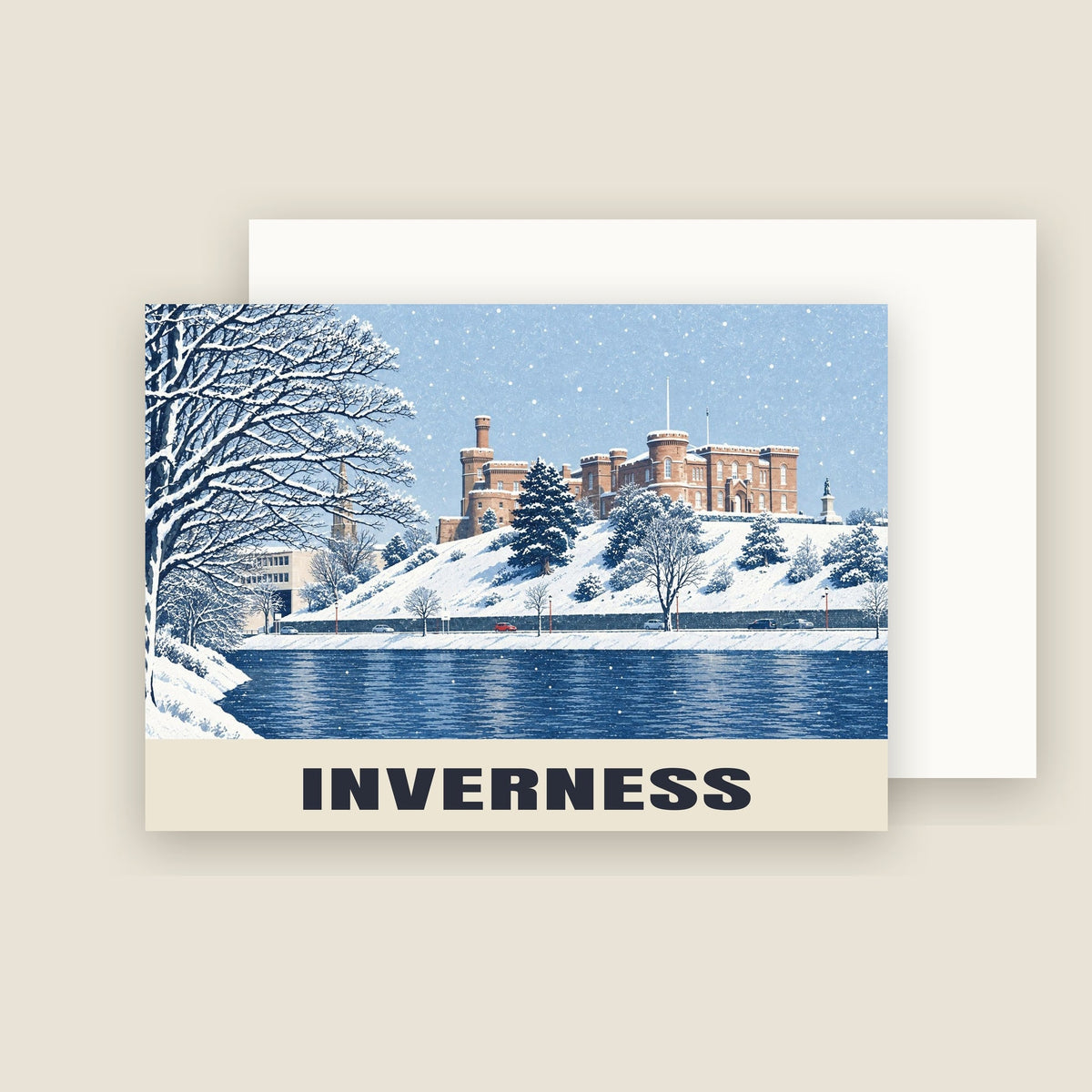 Inverness Castle Christmas card with its envelope