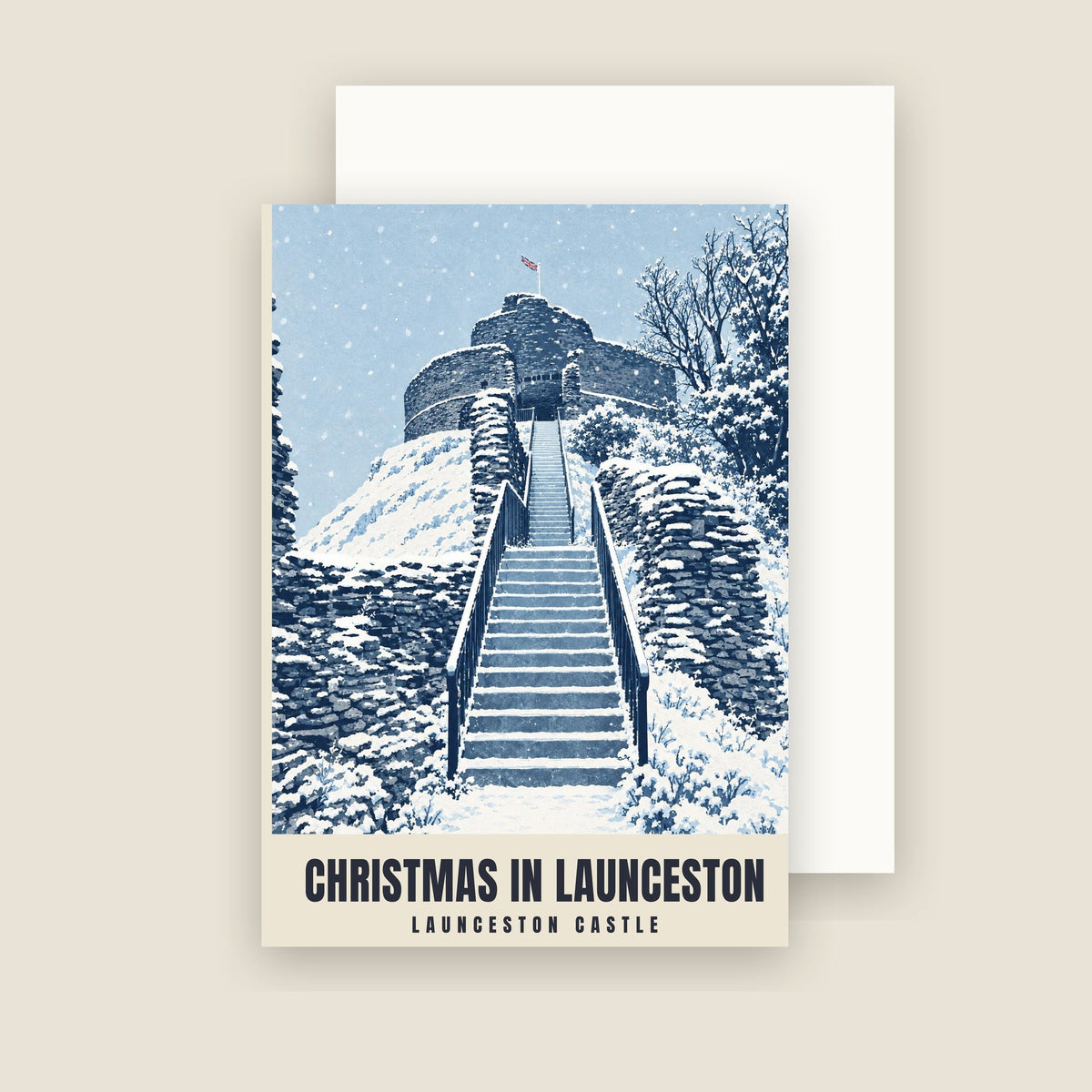 Launceston Castle Christmas card with its envelope