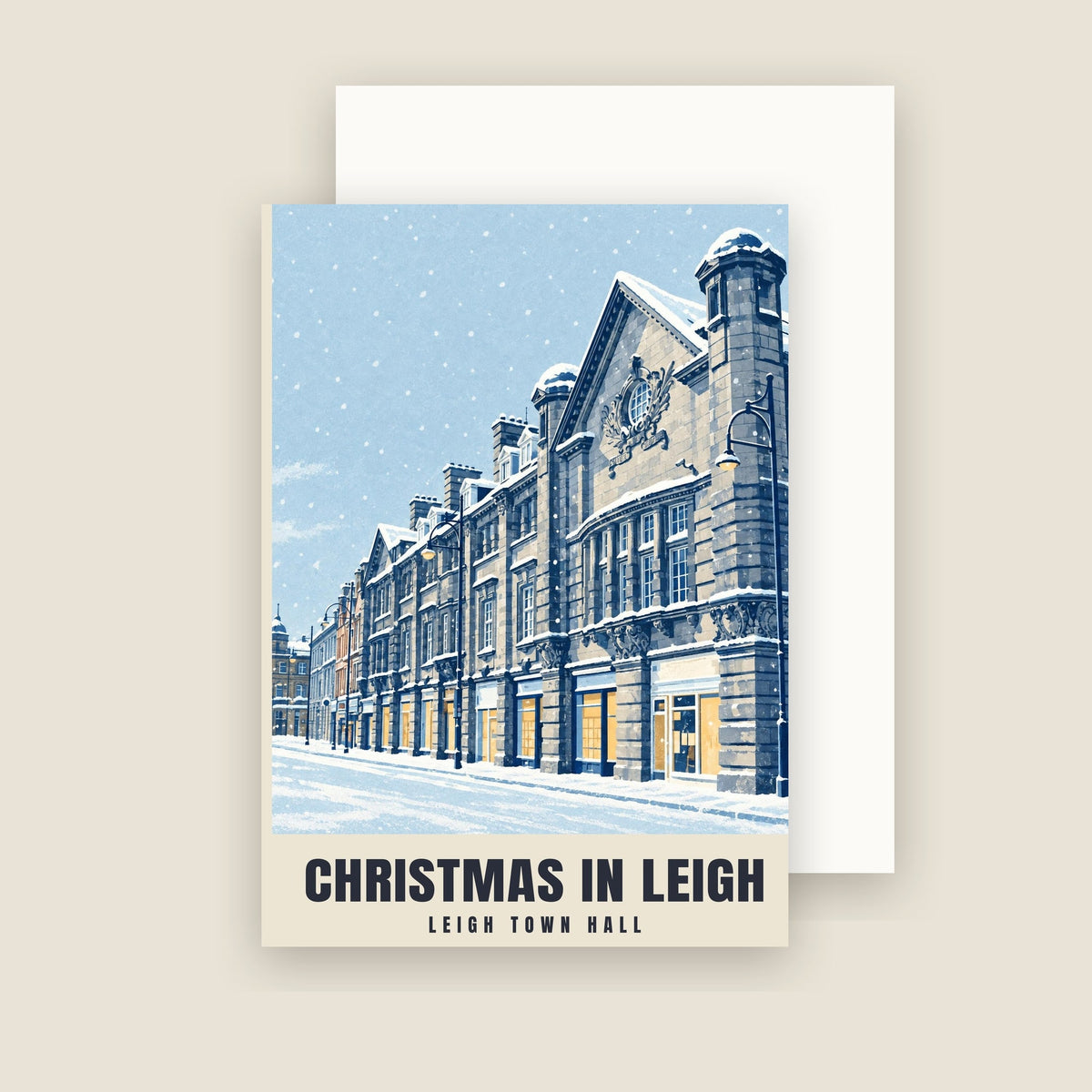 Leigh Town Hall Christmas card with its envelope