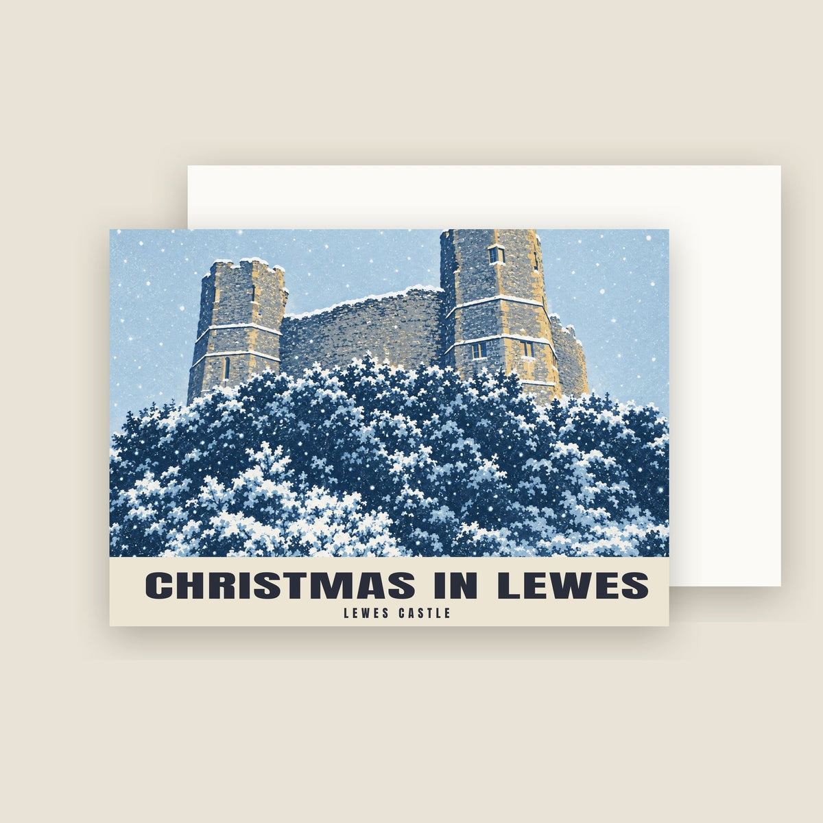 Lewes Castle Christmas card with its envelope