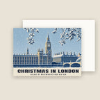 Palace of Westminster and Big Ben, London Christmas card with its envelope