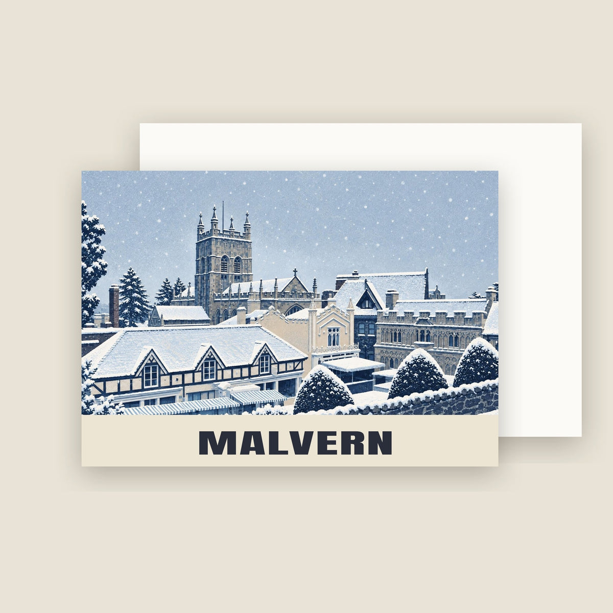 Malvern Christmas card with its envelope