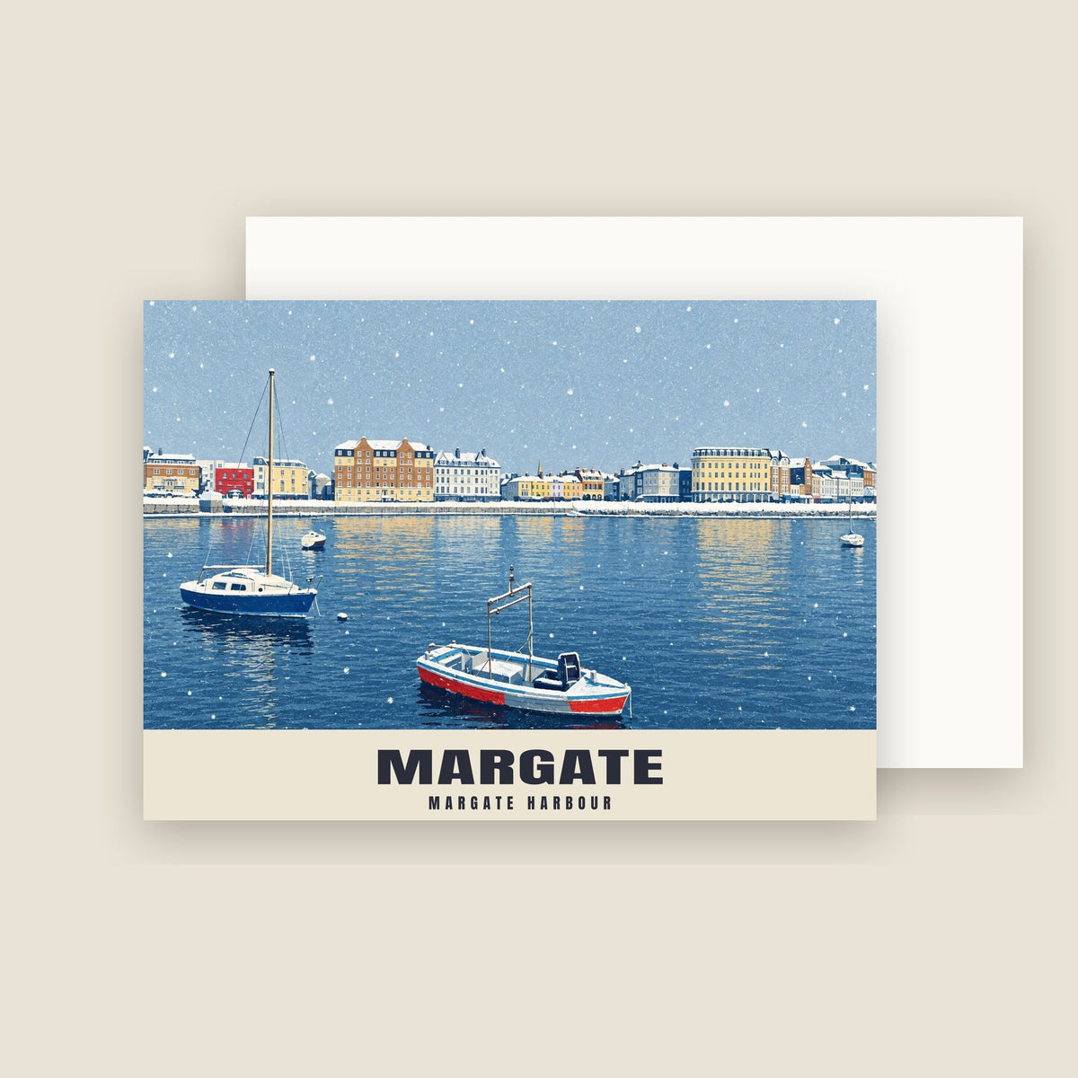 Margate Harbour Christmas card with its envelope