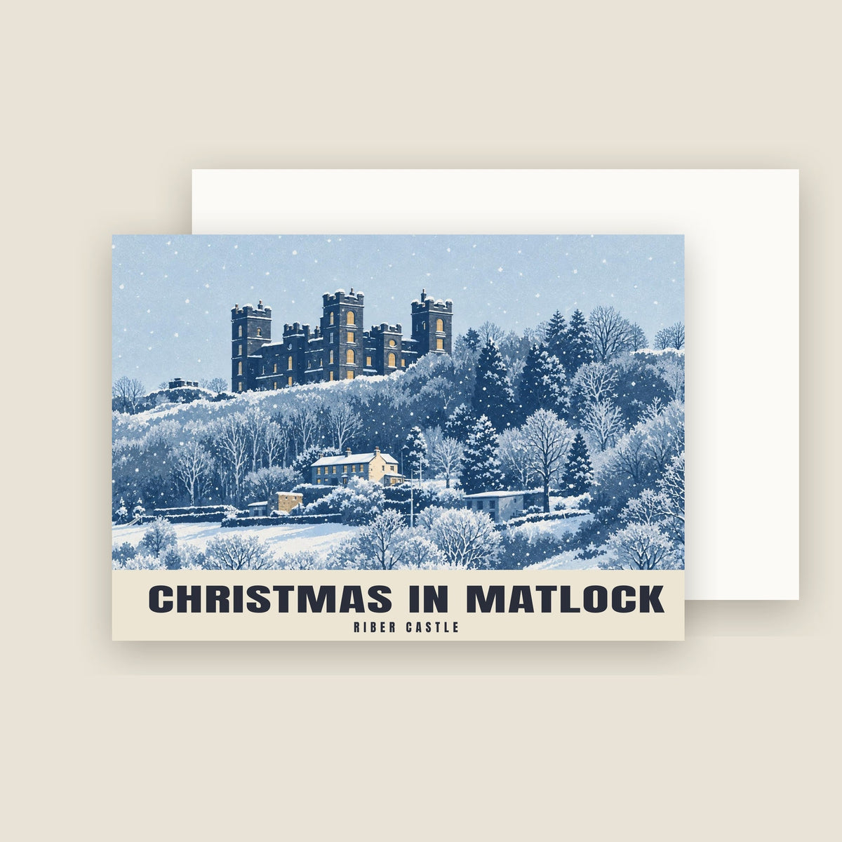 Riber Castle, Matlock Christmas card with its envelope