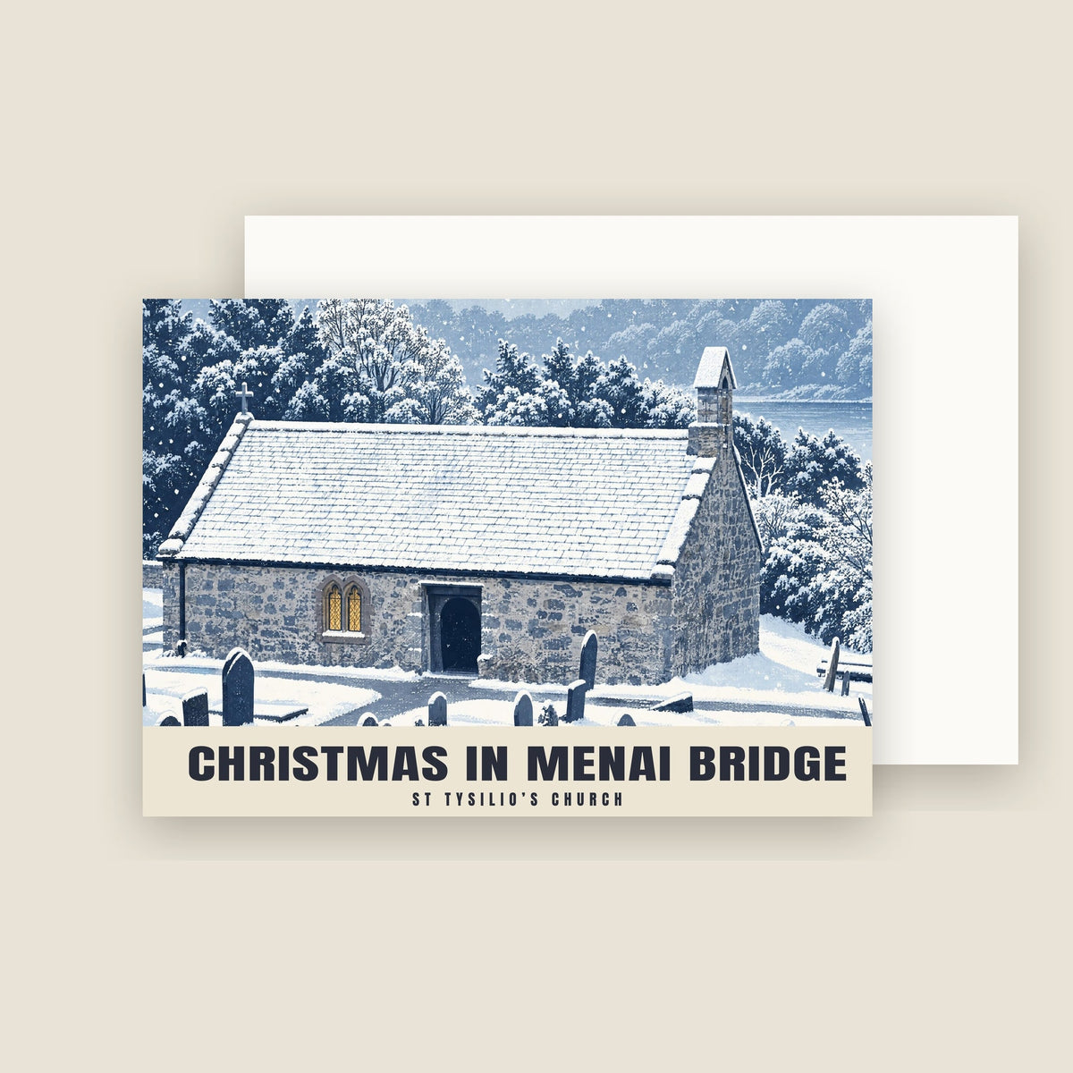 St Tysilio’s Church, Menai Bridge Christmas card with its envelope
