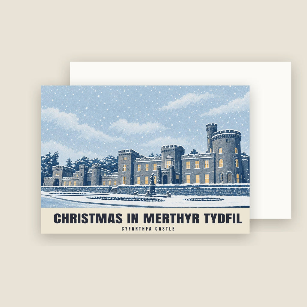 Cyfarthfa Castle, Merthyr Tydfil Christmas card with its envelope