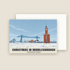 Transporter Bridge, Middlesbrough Christmas card with its envelope