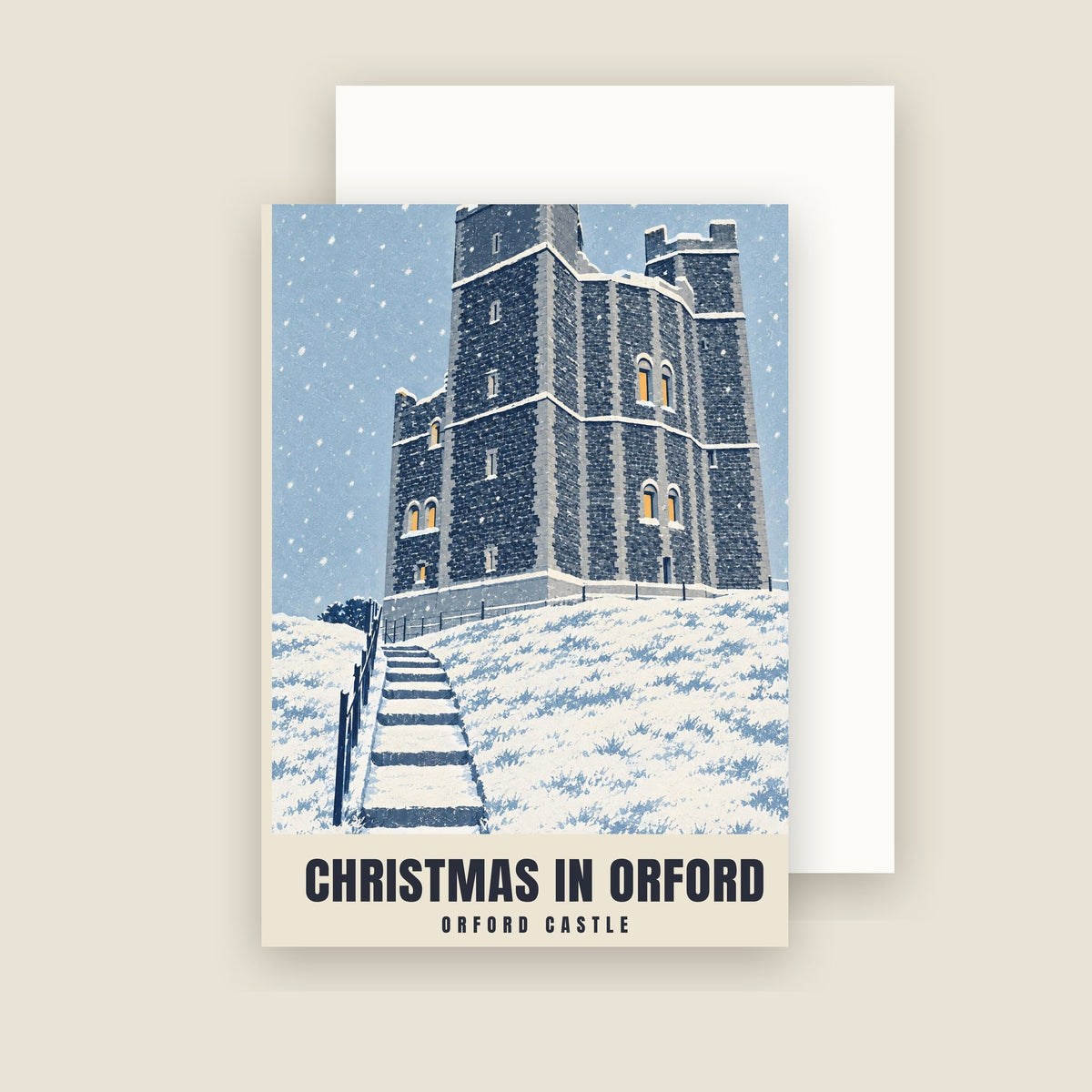 Orford Castle Christmas card with its envelope