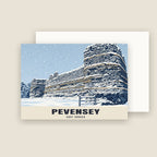 Pevensey Castle Christmas card with its envelope