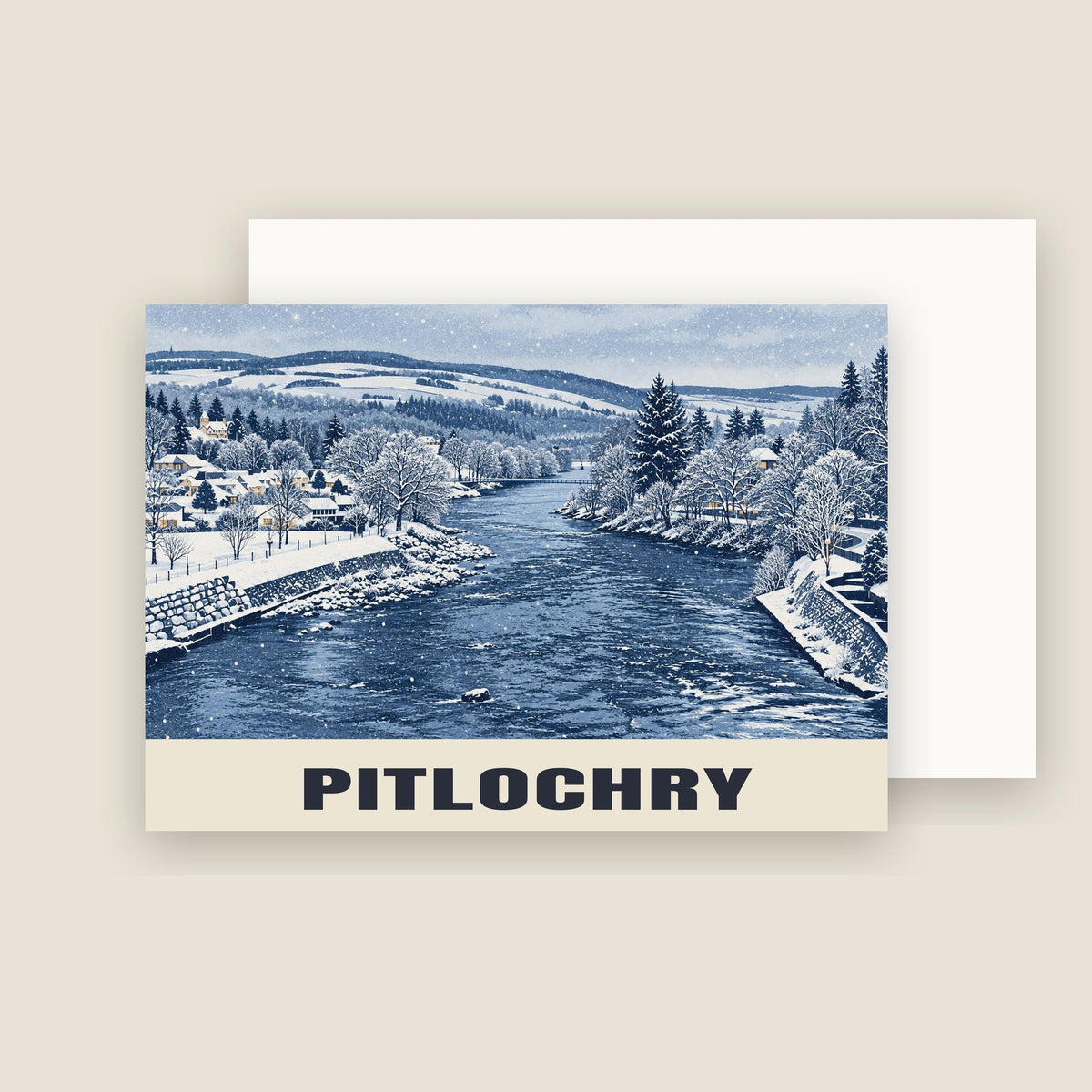 Pitlochry Christmas card with its envelope