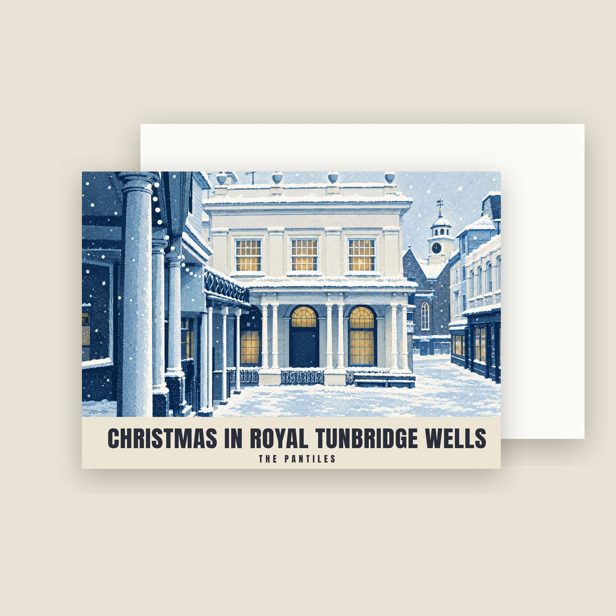 The Pantiles, Royal Tunbridge Wells Christmas card with its envelope