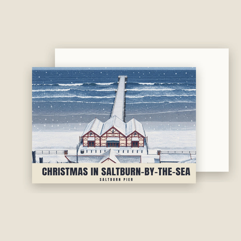Saltburn Pier Christmas card with its envelope