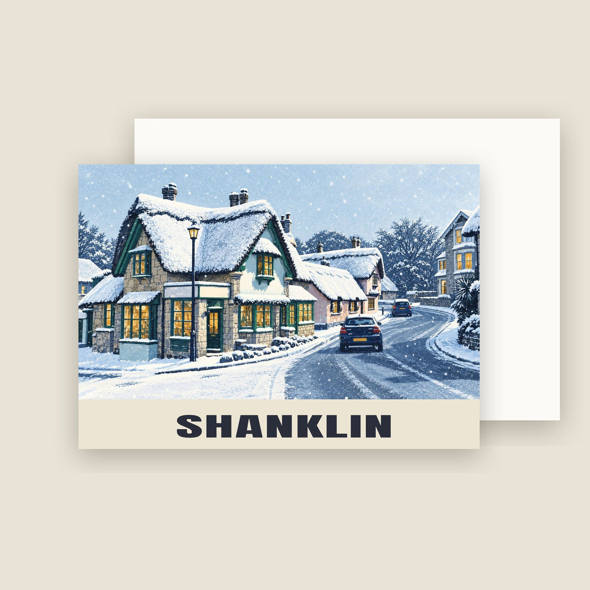Shanklin Old Village Christmas card with its envelope