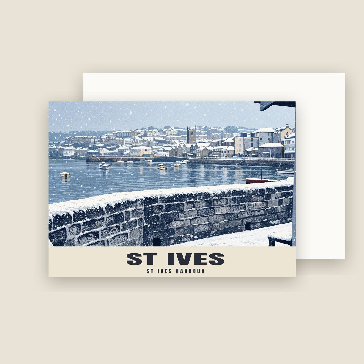 St Ives Harbour Christmas card with its envelope