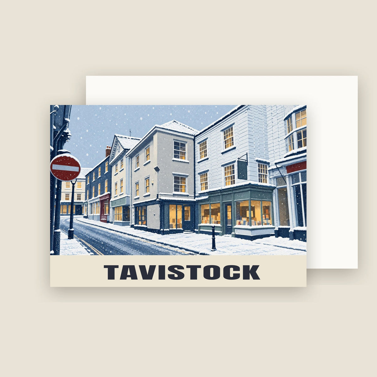 Market Street, Tavistock Christmas card with its envelope