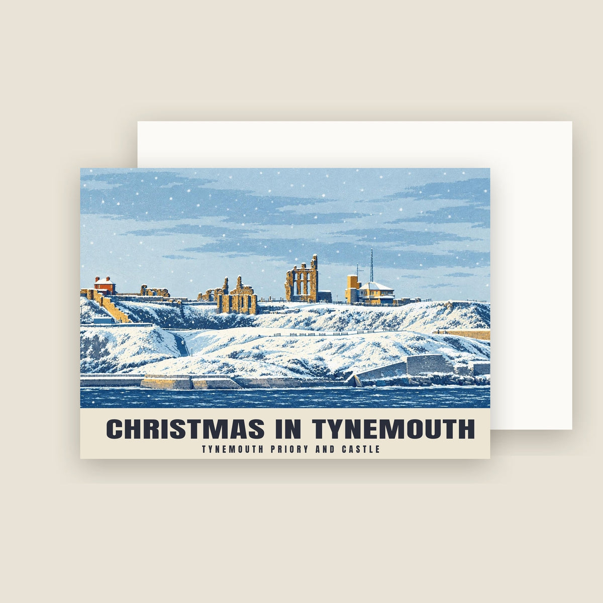 Tynemouth Priory and Castle Christmas card with its envelope