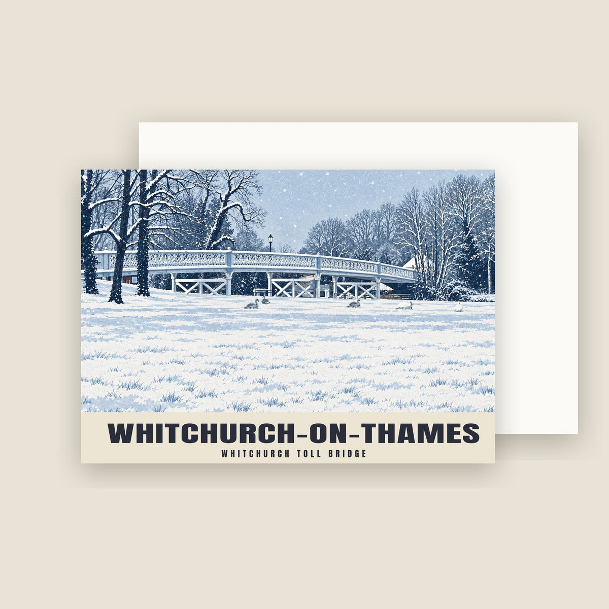Whitchurch Toll Bridge, Whitchurch-on-Thames Christmas card with its envelope
