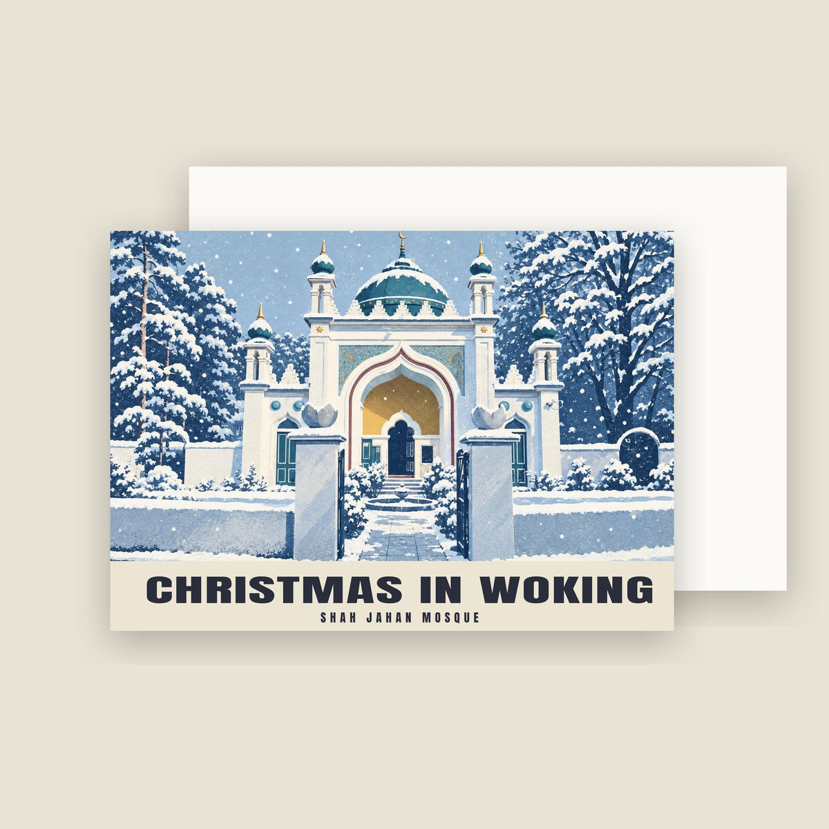 Shah Jahan Mosque, Woking Christmas card with its envelope