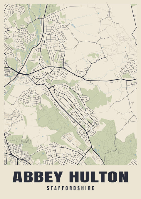 Abbey Hulton Street Map Poster
