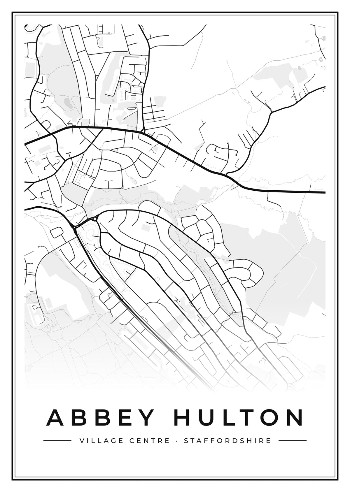 Street map poster of Abbey Hulton village centre, Staffordshire
