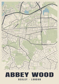 Heritage street map poster of Abbey Wood, Bexley, London