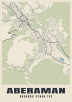 Street map poster of Aberaman, Rhondda Cynon Taf
