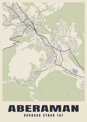 Aberaman Street Map Poster