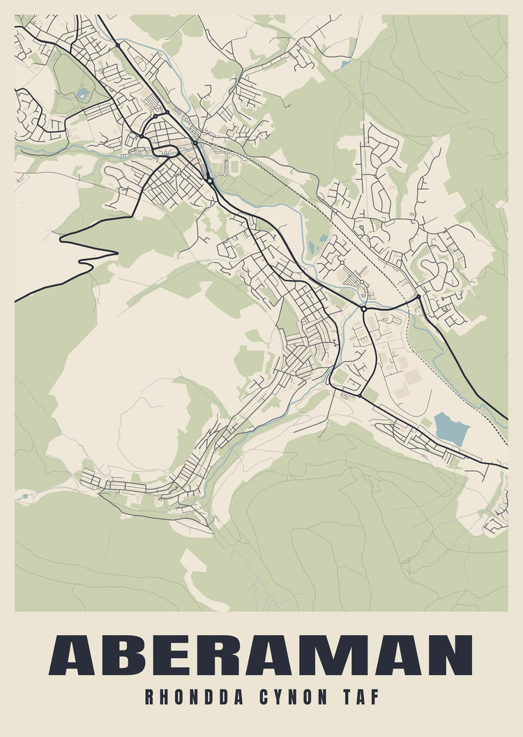 Aberaman Street Map Poster