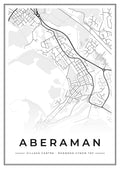 Street map poster of Aberaman village centre, Rhondda Cynon Taf