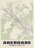 Street map poster of Aberdare, Rhondda Cynon Taf