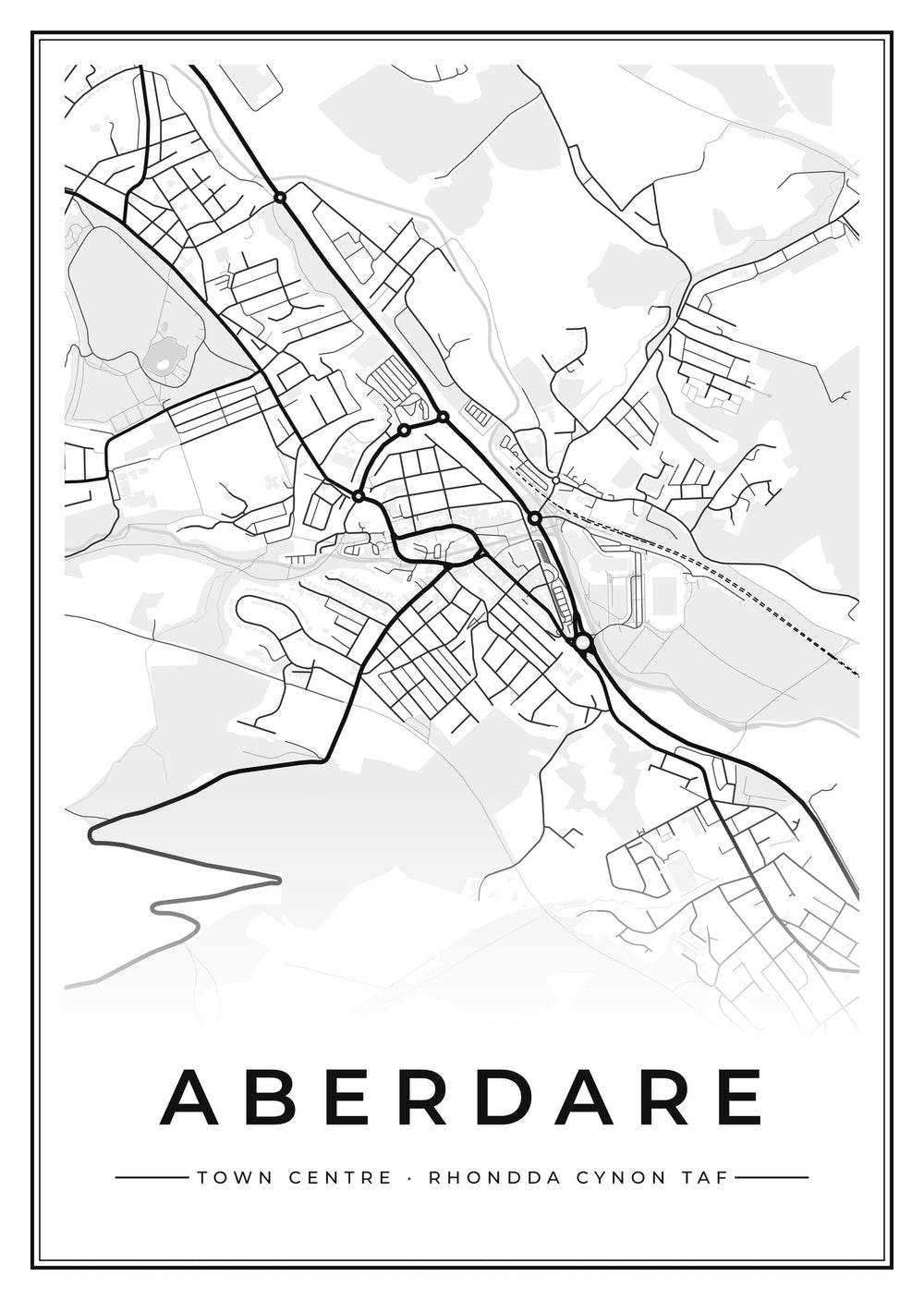 Aberdare Town Centre Street Map Poster