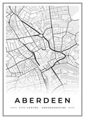Street map poster of Aberdeen city centre, Aberdeenshire