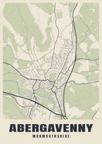 Street map poster of Abergavenny, Monmouthshire