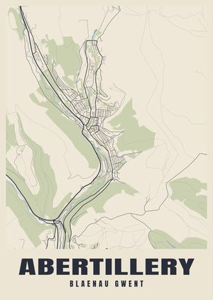 Abertillery Street Map Poster