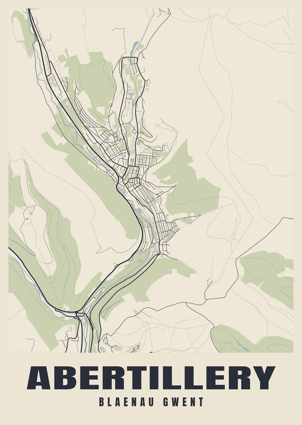 Abertillery Street Map Poster