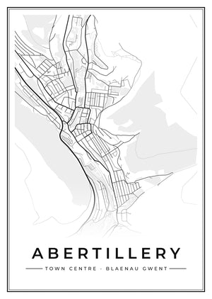 Abertillery Town Centre Street Map Poster