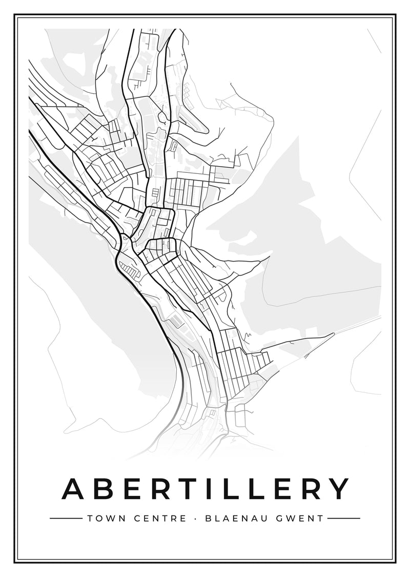 Abertillery Town Centre Street Map Poster