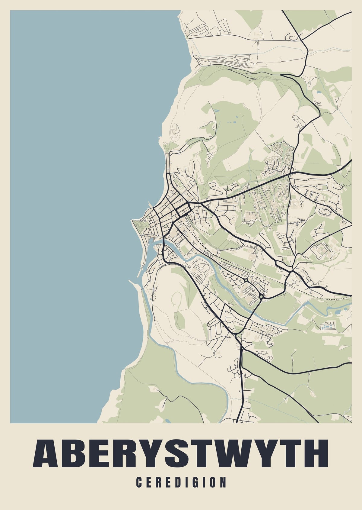 Street map poster of Aberystwyth, Ceredigion