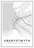 Street map poster of Aberystwyth town centre, Ceredigion