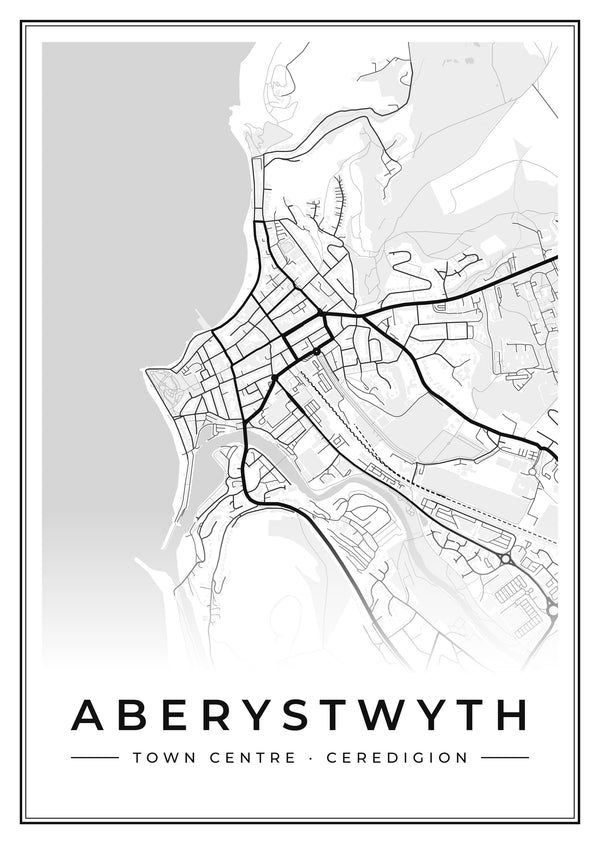 Aberystwyth Town Centre Street Map Poster