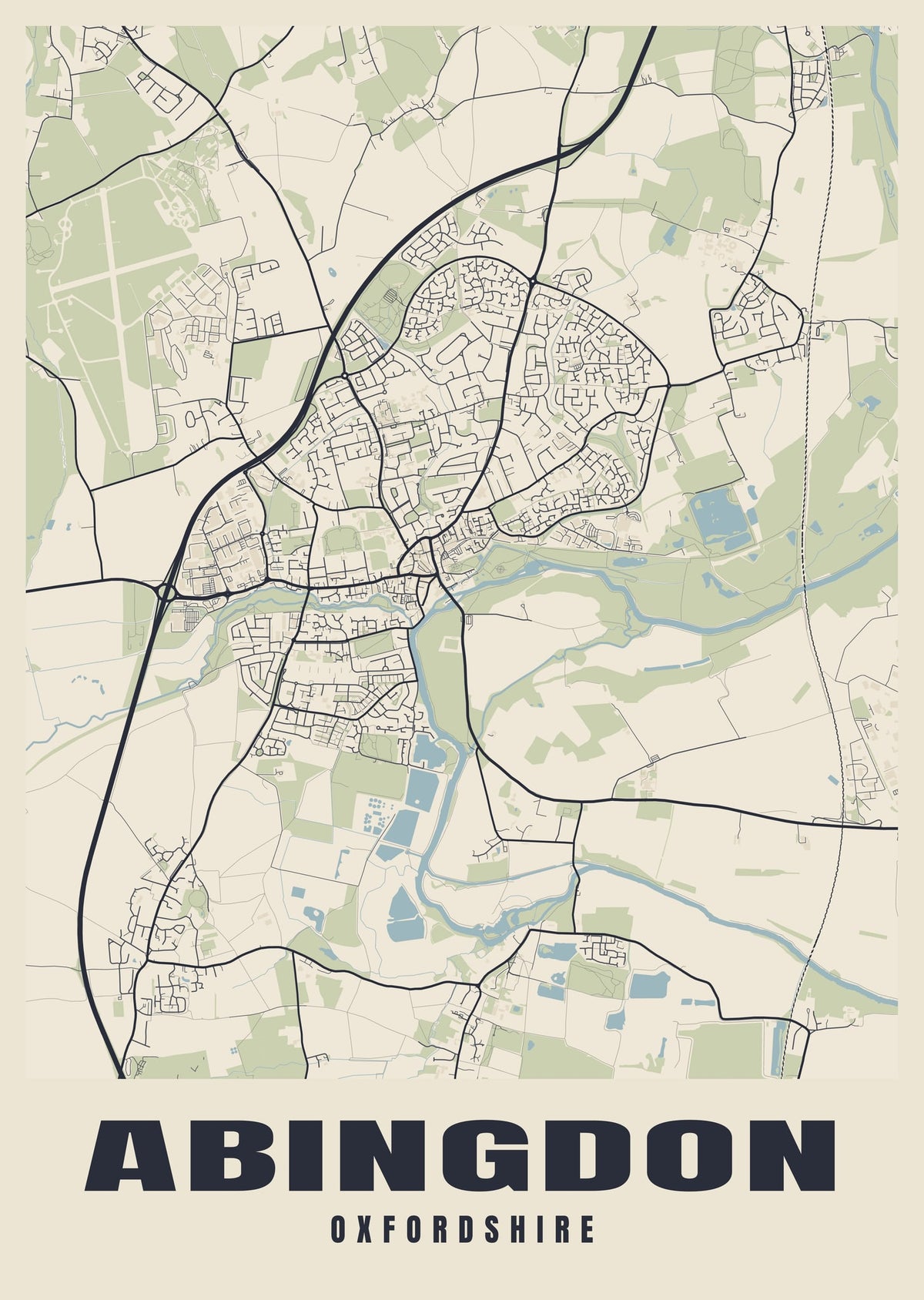 Street map poster of Abingdon, Oxfordshire